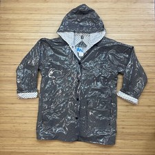 Vtg Slippery When Wet Rain Jacket Womens M Black White Striped Wippette Coat