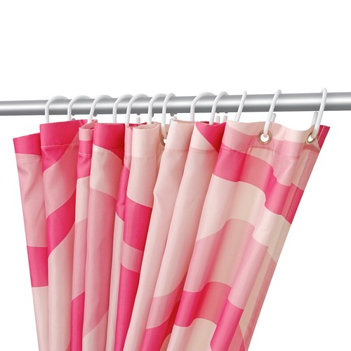 Tenda doccia impermeabile 71x71'' rosa onda stampata arredo bagno con 12 ganci - Foto 5 di 12