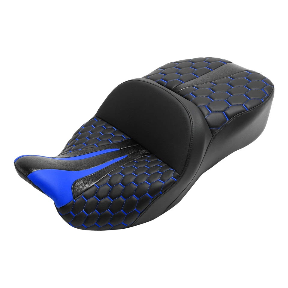Asiento de conductor y pasajero azul apto para Harley Touring Street Road Glide 2009-2023 Foto 2 de 4