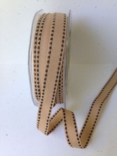 1/2" grosgrain w/stitched edge ribbon - May Arts - MH32 -Tan/Black- 7 yds