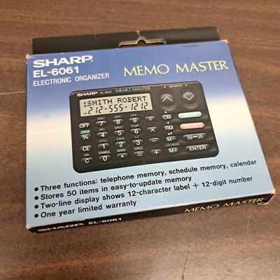 New Sharp El-6061 Memo Master Electronic Organizer Calendar Schedule Office 