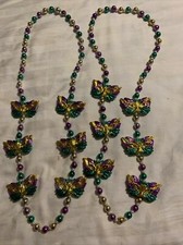 Lot Of 2 Beautiful Double Sided Mask Mardi Gras Beads Listing MG-11