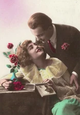 PA4468 FLAPPER ROARING TWENTIES LOVECOUPLE WITH POSTCARD COLLECTION  RPPC 