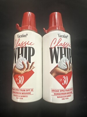 Vacation Classic Whip SPF 30 Broad Spectrum Sunscreen Mousse 4 oz Lot of 2
