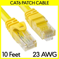 10 FT Cat6 Cord Yellow Cat 6 Ethernet Patch Cord LAN Internet RJ45 Modem Cable