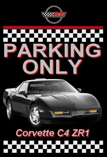 Plaque Alu Parking Privé – Corvette Chevrolet – Décoration Garage 28x19cm