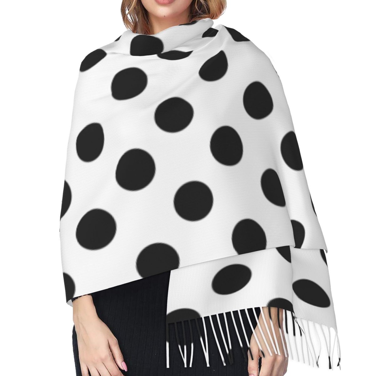 black and white polka dot shawl