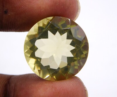 20 MM Natural Lemon Quartz Round Cut Loose Gemstone For Pendant Making P-3389