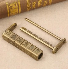 Antique Asian Vintage Brass Metal Combination Lock Lucky Gift