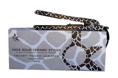 GIRAFFE PRINT CERAMIC HAIR STYLER 1.25'' HAIR IRON WITH PURE CERAMIC