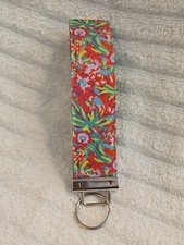 New Handmade Cute Blue Green Pink Floral Wristlet Key Chain Hand Lanyard Key Fob