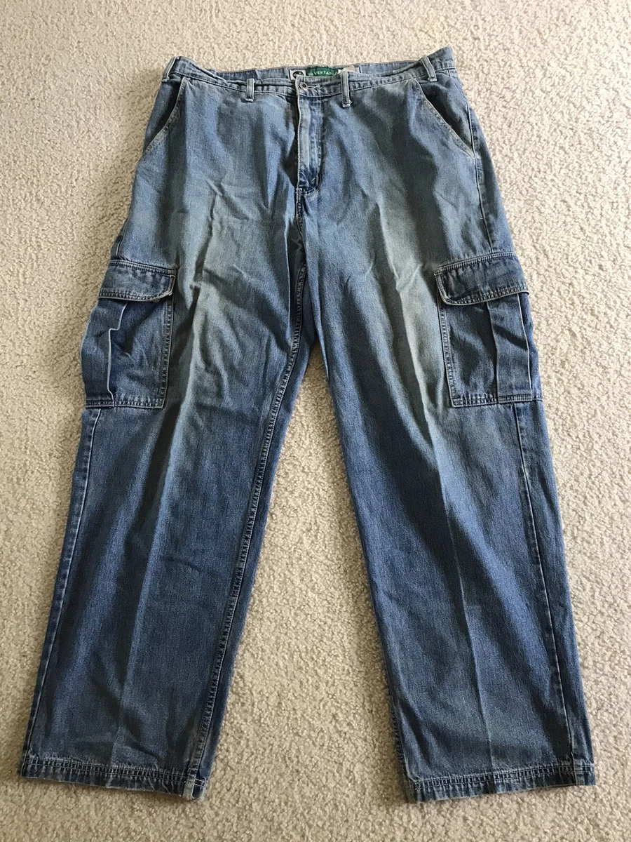 Vintage Levis Silvertab Cargo Jeans Size 38 X 34 Baggy Wide Leg Skater 90s