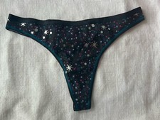Vintage Victoria's Secret Cotton Signature Band Thong Panty Star Planet M Nwt