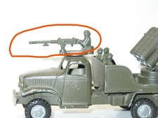FRANCE TOY, soldier machine gunner PAINTED METAL, roof cabin GMC military