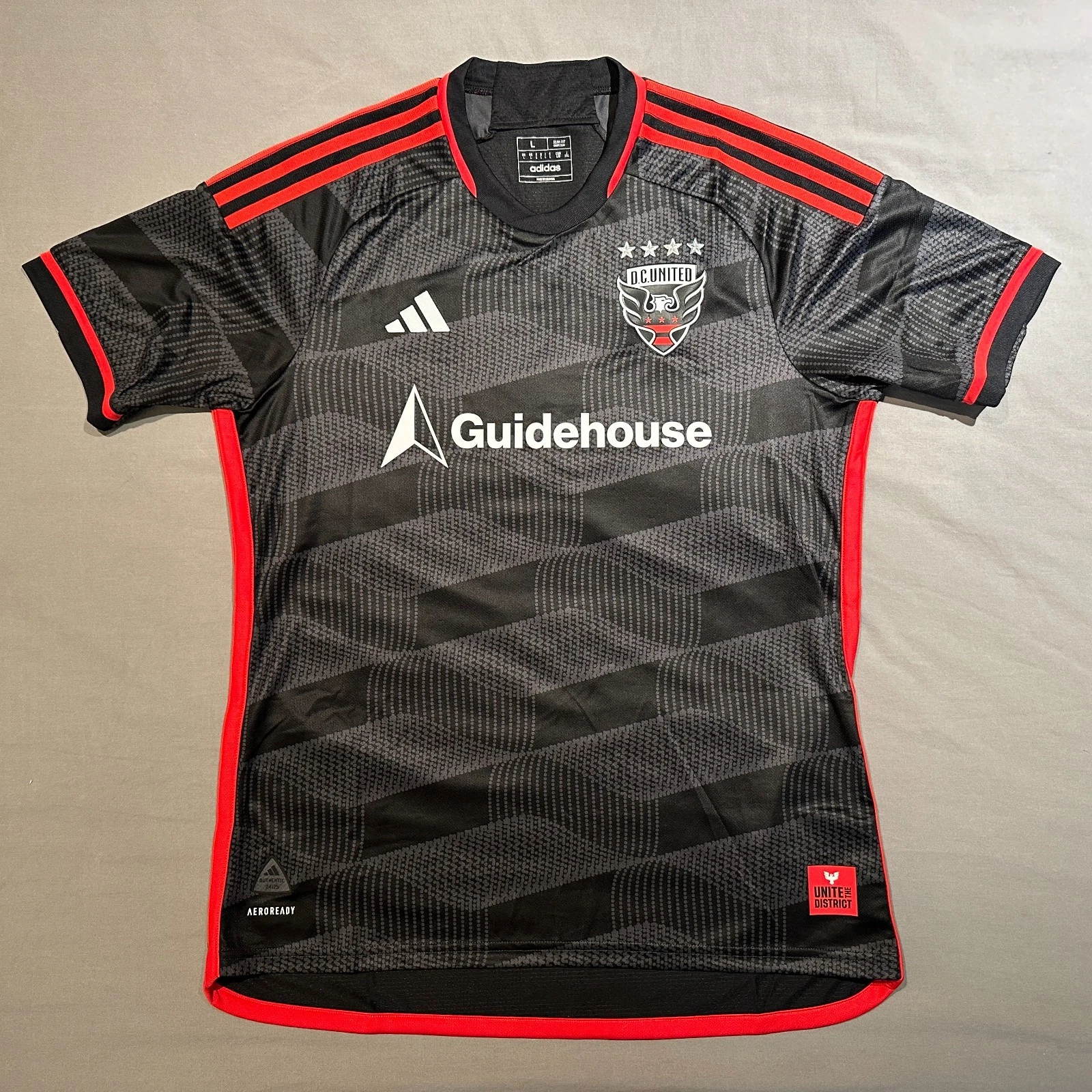 DC United 2024 Home Adidas Authentic Aeroready Soccer Jersey Black Slim Fit L