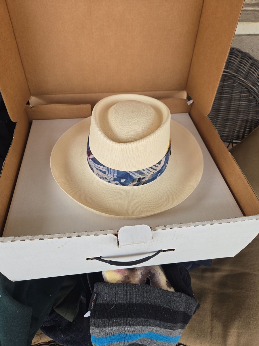 Dobbs Straw Boater Hat - Blue Band - With Box (17  display picture 1