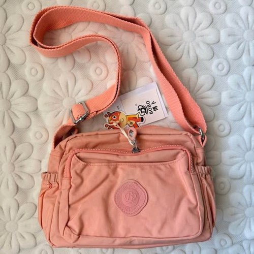 Brand New Lightweight Waterproof Nylon Small Crossbody Bag Multi Pocket Pink