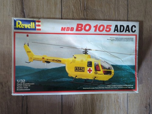 Revell 4446 MBB BO 105 ADAC Hubschrauber 1:32 mit Figuren sehr selten ungebaut