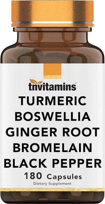 Turmeric and Boswellia Complex (180 Capsules) with Ginger Root, Bromelain, and |