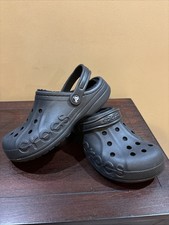 CROCS Baya Faux Fur Lined Clogs Shoes Mens Size 6/ Womens 8 BLACK