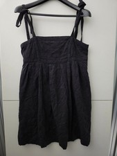 Old Navy Dress Womens M Petite Black Swing Babydoll Mini Strap Embroider Pockets