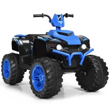 Costway 12V Kids 4-Wheeler ATV Quad Ride On Car w/ LED Light  Music Navy
