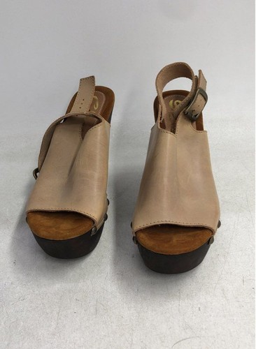 Sam Edelman Tan Leather Studded Platform Slingback Clog Sandals Size 8