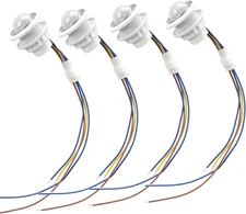 4 Pack PIR Motion Sensor Light Switch, AC 110-240V Adjustable LUX Light