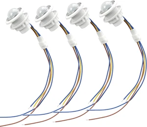Paquet de 4 PIR Commutateur de lumière du détecteur de mouvement, AC 110-240V ajustable LUX lampe