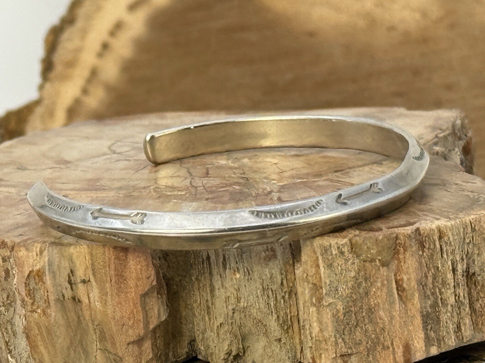 Vintage Navajo Sterling Silver Storytelling 1/4" Cuff Bracelet--2744.25