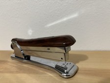 Ace Liner 502 Vintage Stapler Brown Swirl Marble Bakelite & Chrome ~ Made In USA