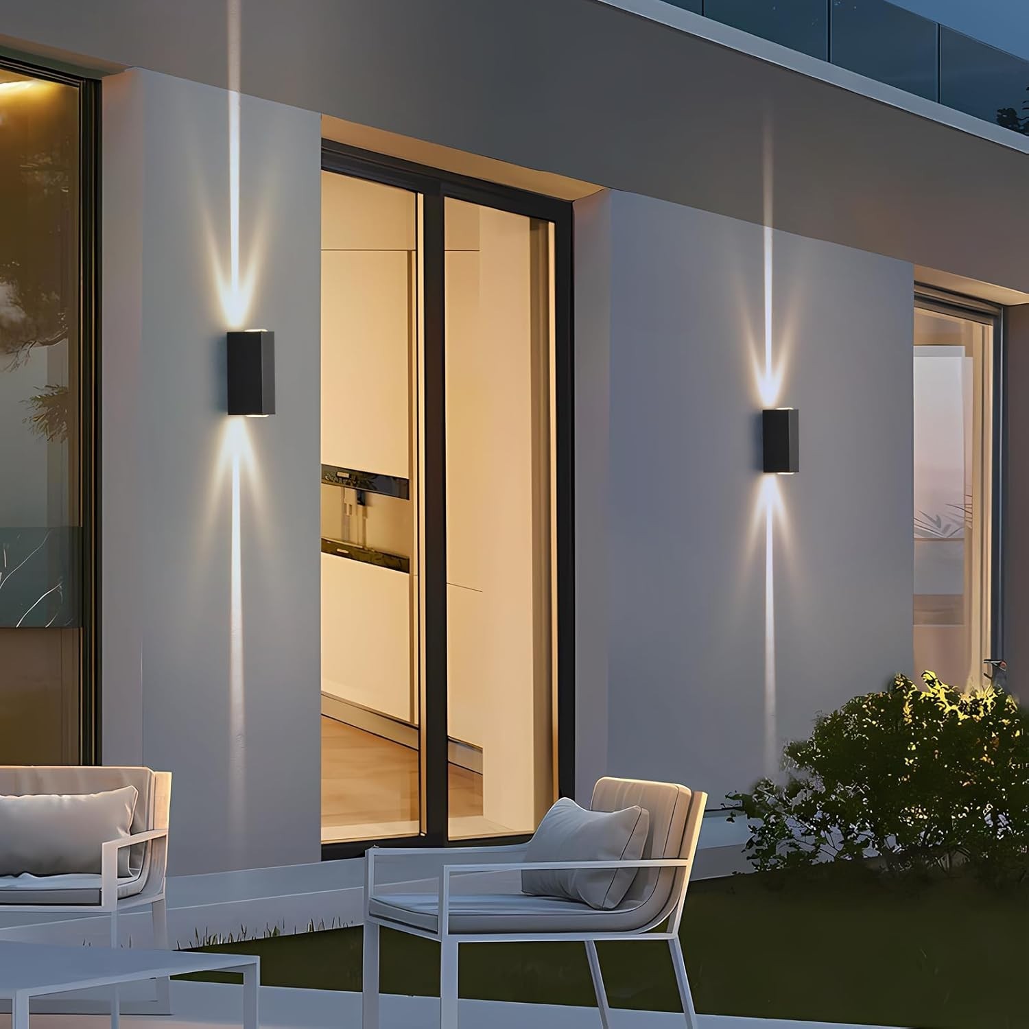 Outdoor Wall Light 2Pack, LED Up and Down Lights, IP65 Aluminum Black