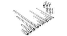 SK 20 Piece Socket Extension Set, 1/4", 3/8" and 1/2" Drive Extension Bar, Swive