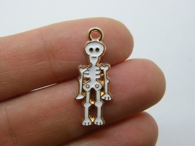 8 Skelett Charms Weißgoldfarben HC782