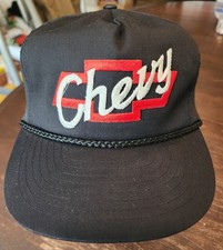 Vintage 90s Nissin Chevrolet SnapBack Hat Cap Rope Black Chevy Bowtie Emblem