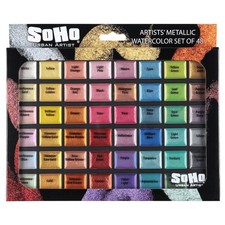 Soho Urban Artist Metallic Watercolors Set – 48 Count (Pack of 1), MultiColor 