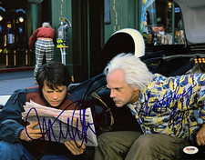 Michael J Fox Christopher Lloyd Signed 11x14 Photo Back to the Future PSA LOA
