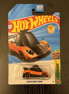 Hot Wheels Pagani Zonda Cinque Exoticars 2026 #26/250, Orange 1:64 Diecast Car