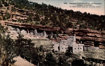 Cliff Dwellings Phantom Canyon Colorado aerial view ~ postcard sku241