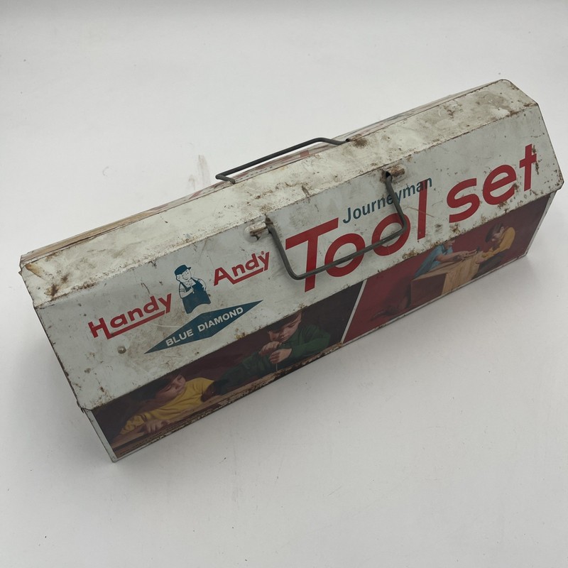 VTG  Handy Andy Tool Set - NO TOOLS - Metal Tool Box and Original Box Only