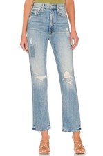 Mother High Waisted Study Hover Distressed Jeans Size 28 We Are Castaways Blue