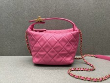 Chanel Hobo Bag Lunch Box Bag Lambskin Quilted Chain Handbag Pink [Duties Paid]