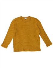 Warehouse Womens Crop Crew Neck Jumper Sweater UK 8 Small Yellow Cotton BX26