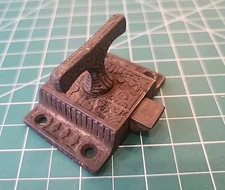 Vtg T-Handle Transom Window Cupboard Cabinet Latch Catch Ornate NO KEEPER - mjkL