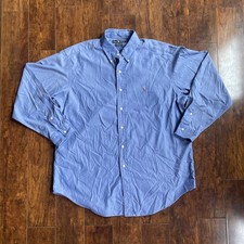 Vintage 90s Ralph Lauren Oxford Shirt Button Down 16.5 Blue Yarmouth Flesh Pony