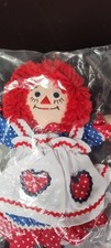 8.5 in Raggedy Ann Doll Heart Applique Apron Polkadot Dress Yarn Red Hair Sealed