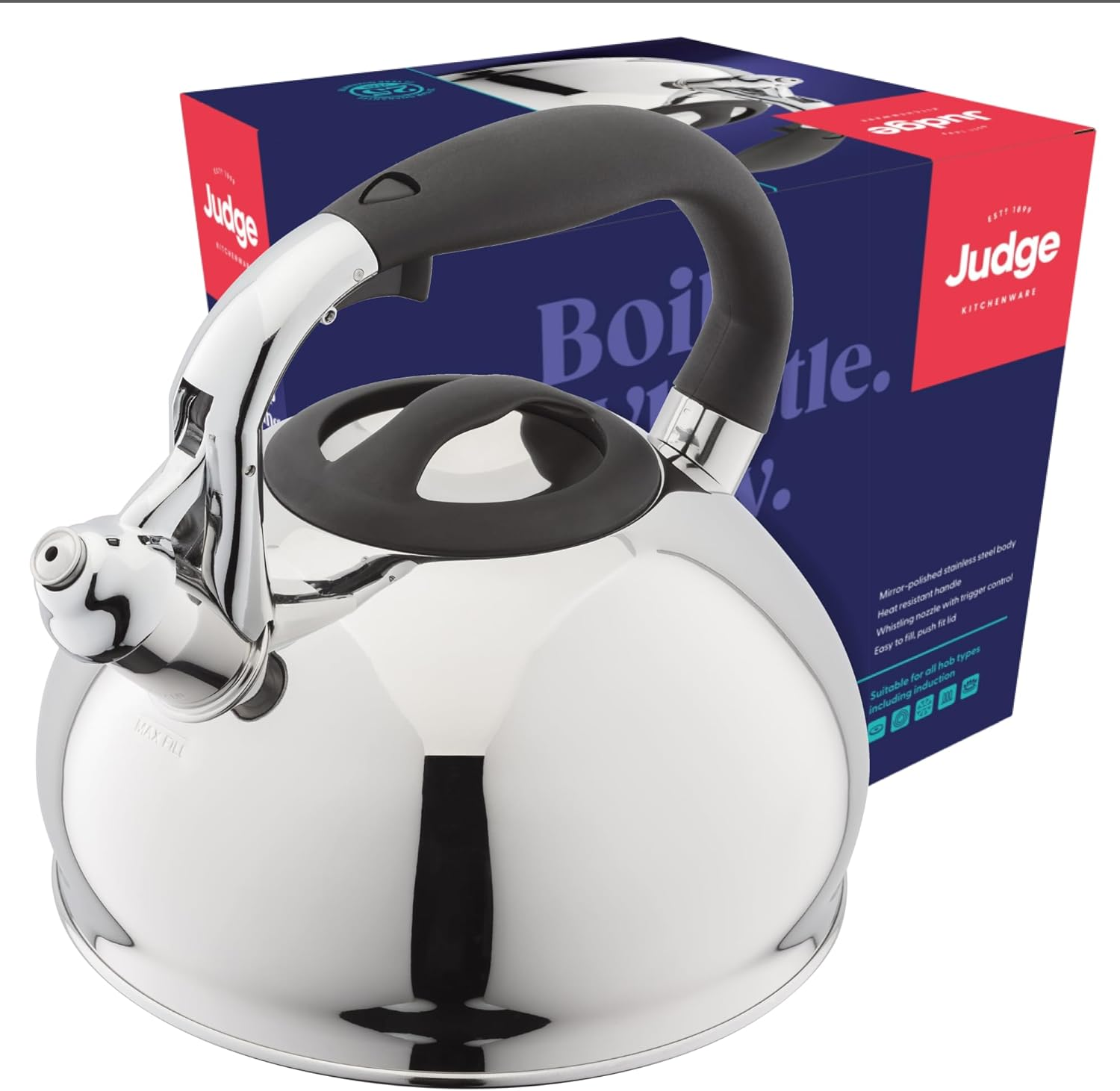 3L Stovetop Kettle - Stove Top Kettle for Gas Stoves & Electric Hobs - 18/10 Sta