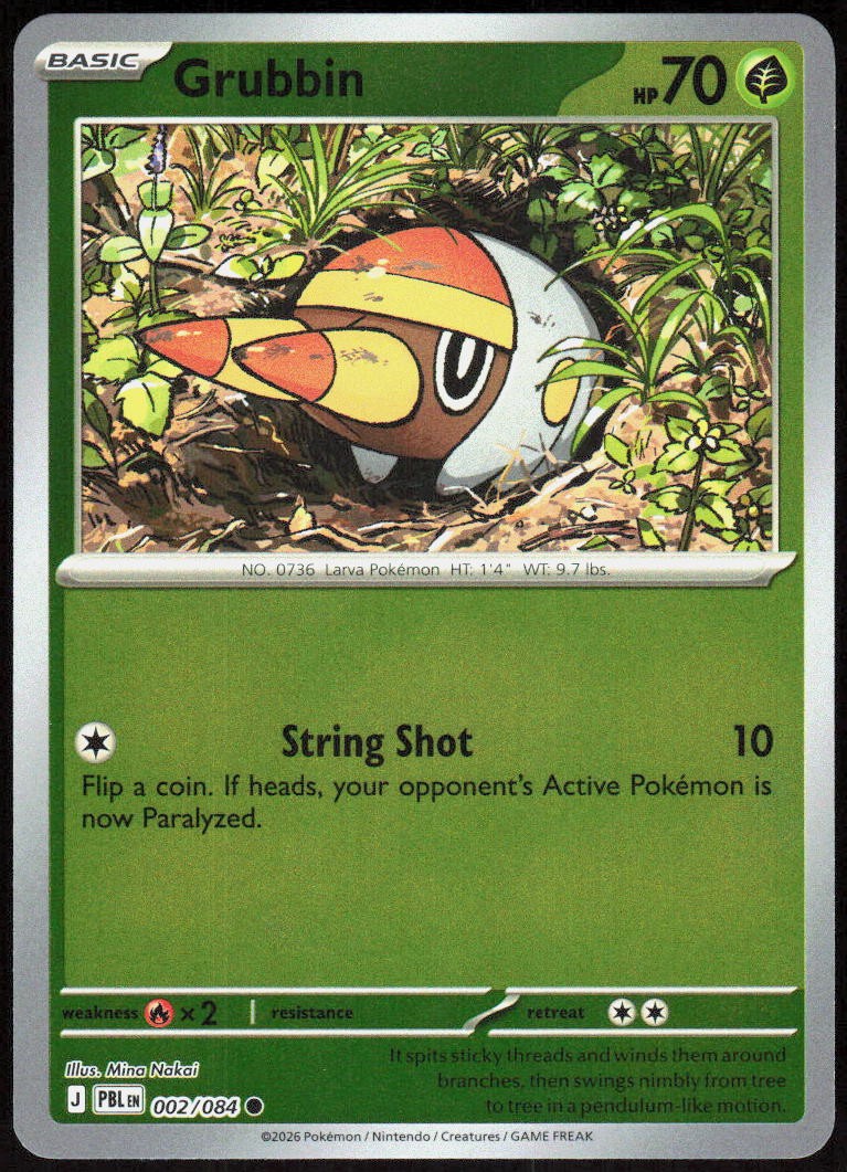 Grubbin 002/084 Common Pitch Black Pokemon Reverse Holo NM/M