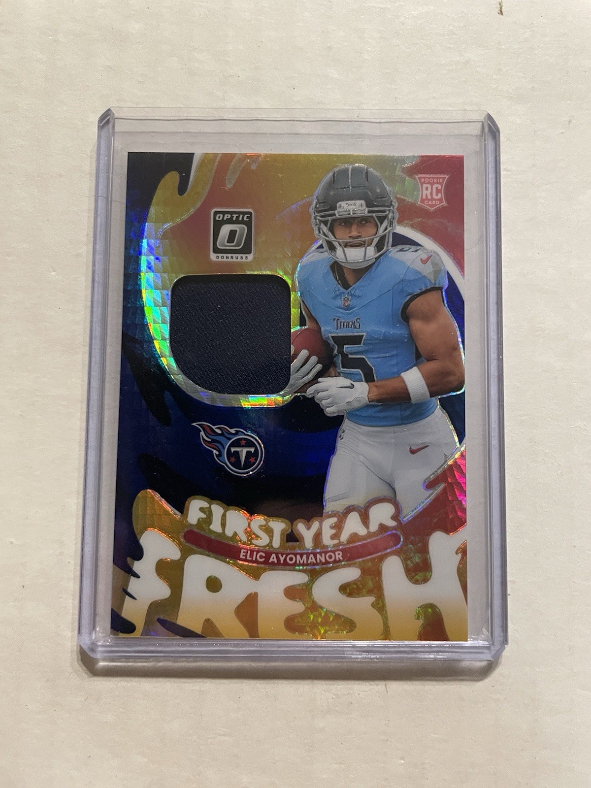 Elic Ayomanor Panini Donruss Optic First Year Fresh Relics #EAR Blue Hyper