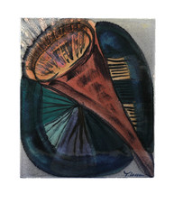 KMK KUPFERMÜHLE Wandplatte Traute Lossau Keramik Wandbild abstrakte Blüte sign.